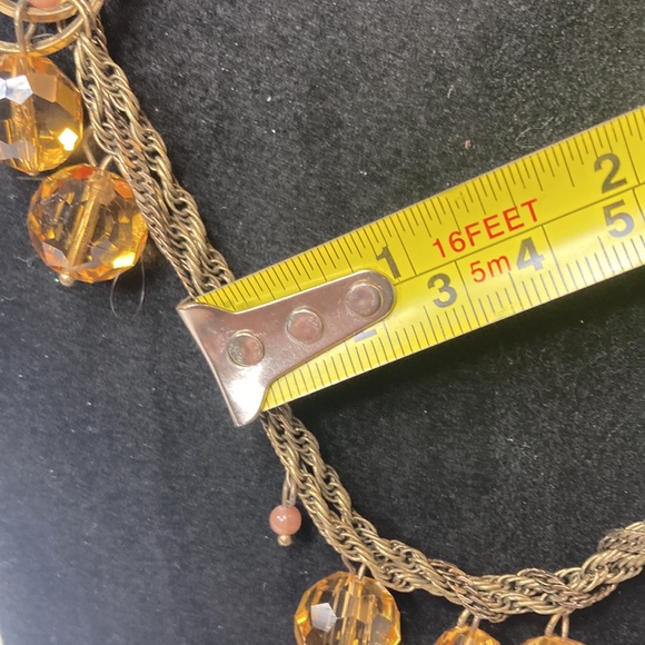 33" Long Talbots Dark Yellow Beaded and Hoop Chain Necklace - Picture 8 of 13